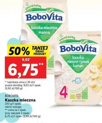 Lidl Kaszka mleczna-ryżowa bananowa bobovita oferta