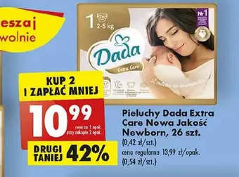 Biedronka Pieluszki dla dzieci newborn dada extra care oferta