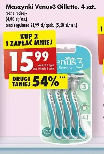 Biedronka Maszynki do golenia gillette venus 3 sensitive oferta
