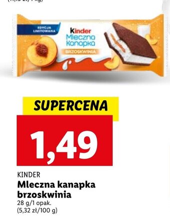 Lidl KINDER Mleczna kanapka brzoskwinia 28g oferta