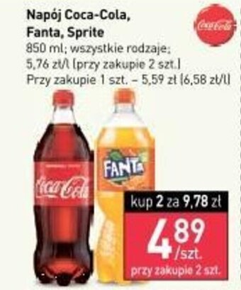 Stokrotka Napój Coca-Cola, Fanta, Sprite 850 ml oferta