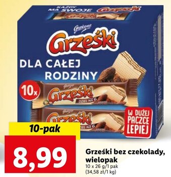 Lidl Grześki bez czekolady, wielopak 10x26g oferta