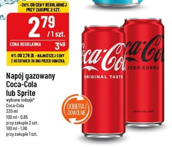 Polomarket Napój gazowany Coca-Cola lub Sprite 330 ml oferta