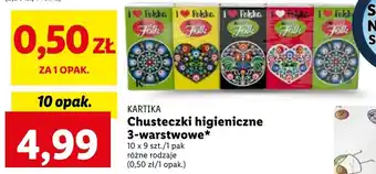 Lidl KARTIKA Chusteczki higieniczne 3-warstwowe* 10 x 9 szt./1 pak oferta