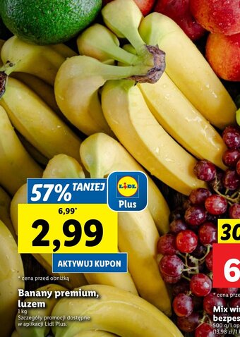 Lidl Banany premium, luzem 1 kg oferta