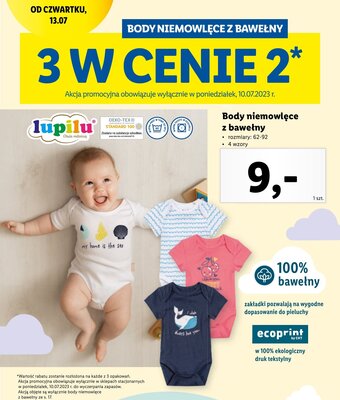 Lidl BODY NIEMOWLĘCE Z BAWEŁNY oferta