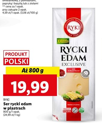 Lidl RYKI Ser rycki edam w plastrach 800 g oferta