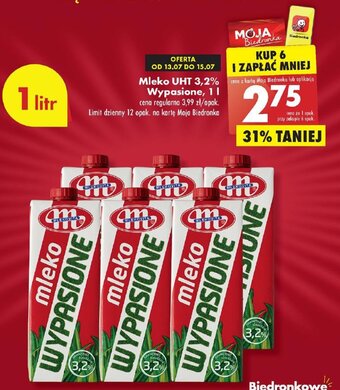 Biedronka Mleko UHT 3,2% Wypasione, 1 l oferta