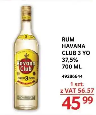 Selgros RUM HAVANA CLUB 3 YO 37,5% 700ml oferta