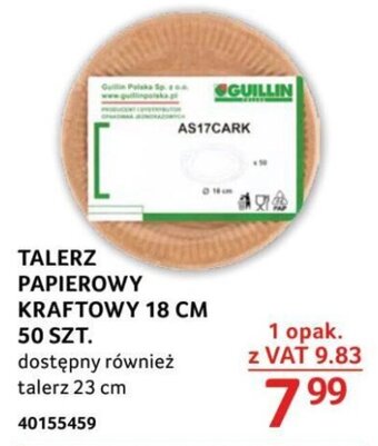 Selgros TALERZ PAPIEROWY KRAFTOWY 18 CM 50 SZT. oferta