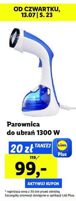 Lidl Parownica do ubrań 1300 w oferta
