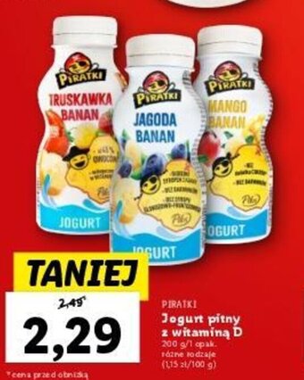 Lidl Jogurt pitny z witaminą D 200 g oferta