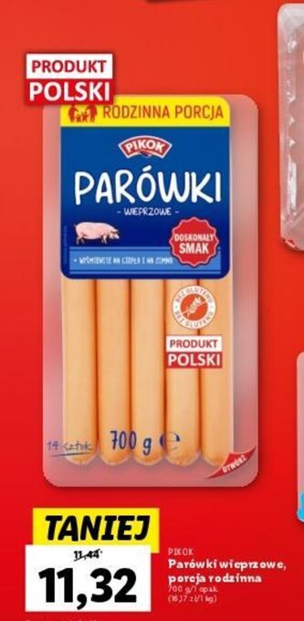 Lidl Parówki wieprzowe, porcja rodzinna 700 g oferta