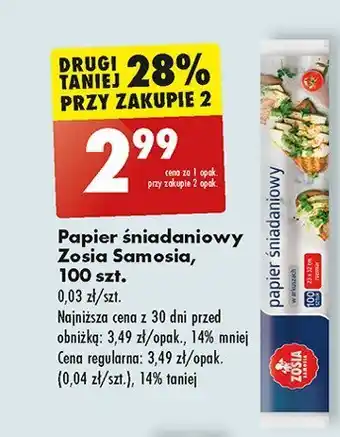 Biedronka Papier śniadaniowy 1 OPAK 100 SZT oferta