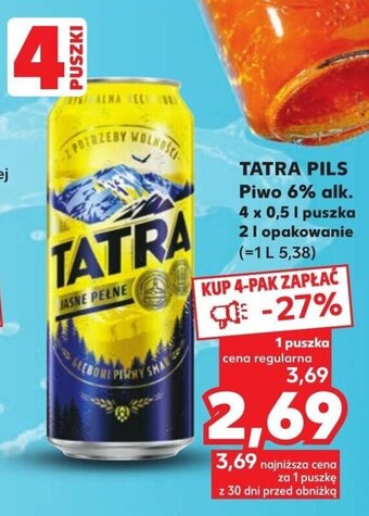 Kaufland TATRA PILS Piwo 6% alk. 500 ml oferta