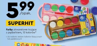 Biedronka Farby akwarelowe kryjące z pędzelkiem, 12 kolorów oferta