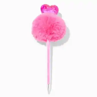 Claire's Pink pom pom heart pen oferta