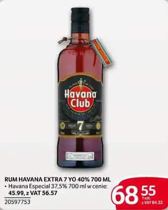 Selgros RUM HAVANA EXTRA 7 YO 40% 700 ML oferta