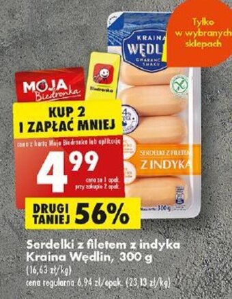 Biedronka Serdelki z filetem z indyka Kraina Wędlin, 300 g oferta