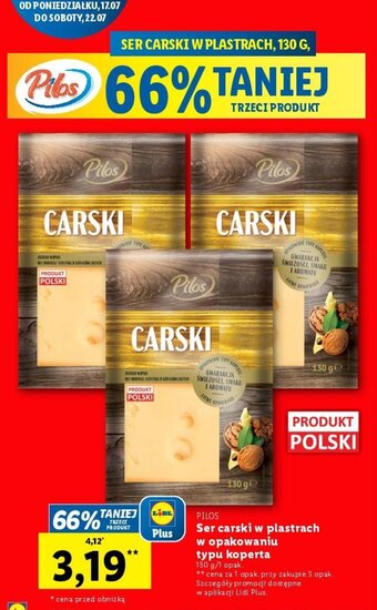 Lidl Ser carski w plastrach w opakowaniu typu koperta 130 g oferta