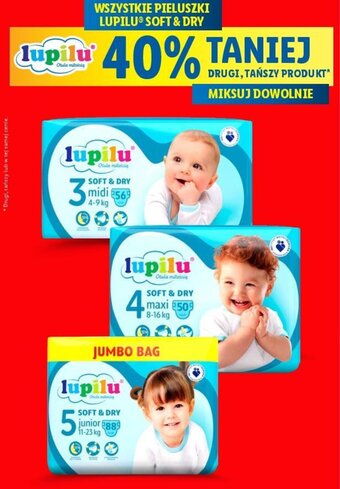 Lidl WSZYSTKIE PIELUSZKI LUPILU® SOFT & DRY 40% TANIEJ DRUGI, TAŃSZY PRODUKT* oferta