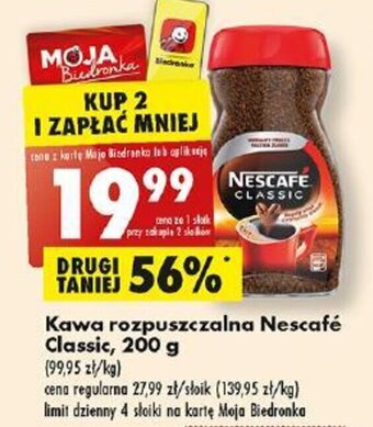Biedronka Kawa rozpuszczalna Nescafé Classic, 200 g oferta