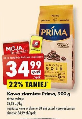 Biedronka Kawa ziarnista Prima, 900 g oferta
