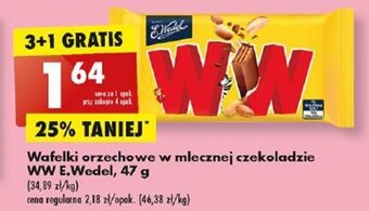 Biedronka Wafelki orzechowe w mlecznej czekoladzie WW E.Wedel, 47 g oferta