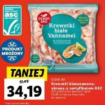 Lidl Krewetki blanszowane, obrane, z certyfikatem ASC 500 g oferta