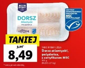 Lidl Dorsz atlantycki, polędwica, z certyfikatem MSC 100 g oferta