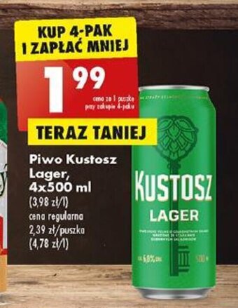 Biedronka Piwo Kustosz Lager, 500 ml oferta