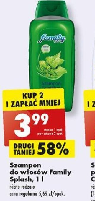 Biedronka Szampon do włosów Family Splash, 1l oferta