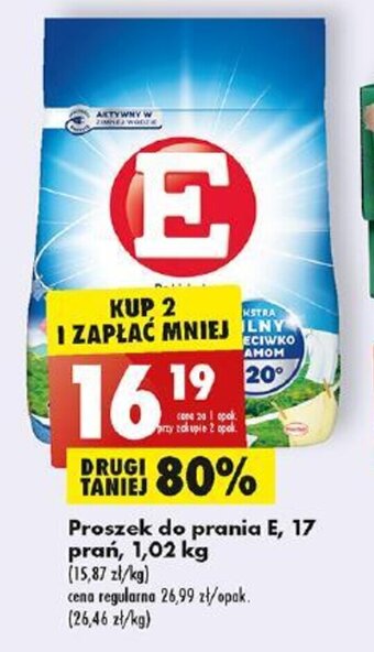Biedronka Proszek do prania E, 17 prań, 1,02 kg oferta