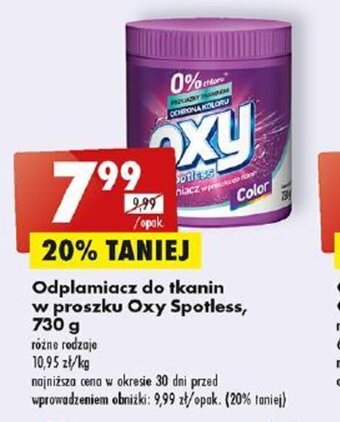 Biedronka Odplamiacz do tkanin w proszku Oxy Spotless, 730 g oferta