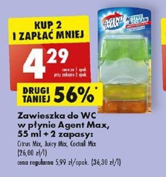 Biedronka Zawieszka do WC w płynie Agent Max, 55 ml + 2 zapasy oferta