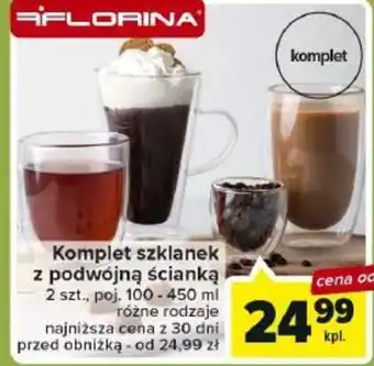 Carrefour Komplet szklanek z podwójną ścianką 2 szt., poj. 100-450 ml oferta