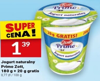 Twój Market Jogurt naturalny Primo Zott, 180 g + 20 g gratis oferta