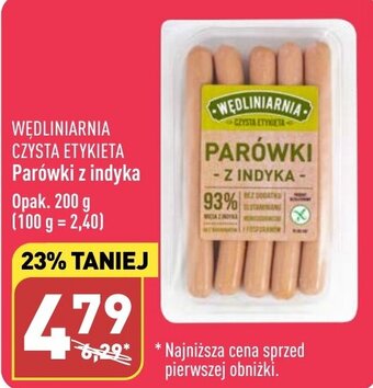 ALDI WĘDLINIARNIA CZYSTA ETYKIETA Parówki z indyka 200g oferta
