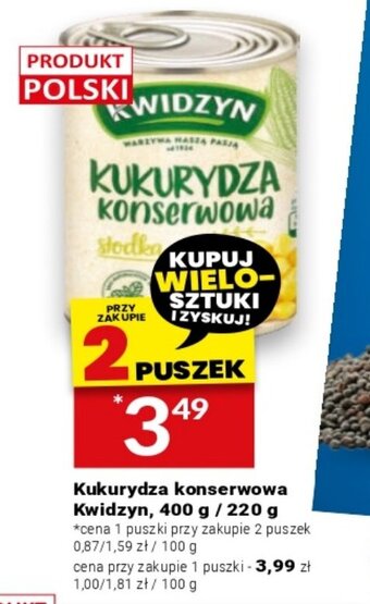 Twój Market Kukurydza konserwowa Kwidzyn, 400 g / 220 g oferta