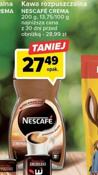 Carrefour Kawa rozpuszczalna NESCAFÉ CREMA 200 g oferta