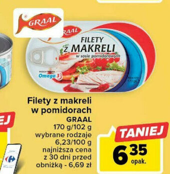 Carrefour Filety z makreli w pomidorach GRAAL 170/102g oferta