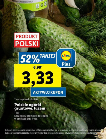 Lidl Polskie ogórki gruntowe, luzem 1kg oferta