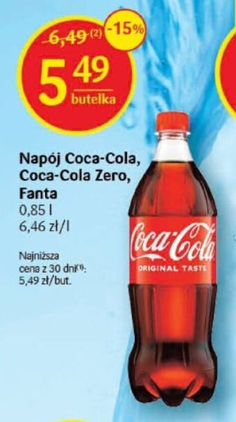 Delikatesy Centrum Napój Coca-Cola, Coca-Cola Zero, Fanta 0,85l oferta