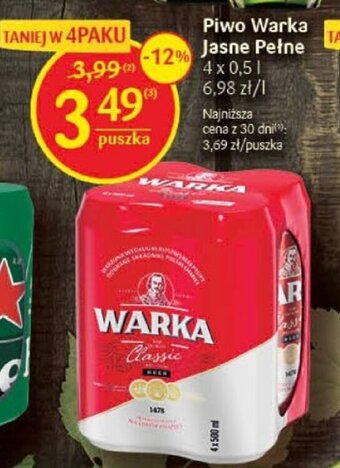 Delikatesy Centrum Piwo Warka Jasne Pełne 0,5l oferta