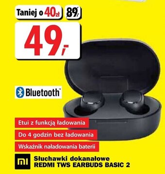 Media Expert Słuchawki dokanałowe REDMI TWS EARBUDS BASIC 2 oferta