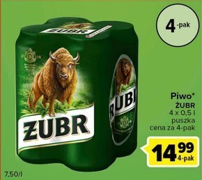 Carrefour Express Żubr piwo jasne 2 l (4 x 0,5 l) oferta