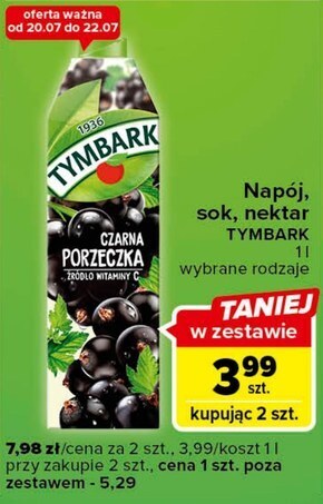 Carrefour Express Tymbark napój czarna porzeczka 1 l oferta