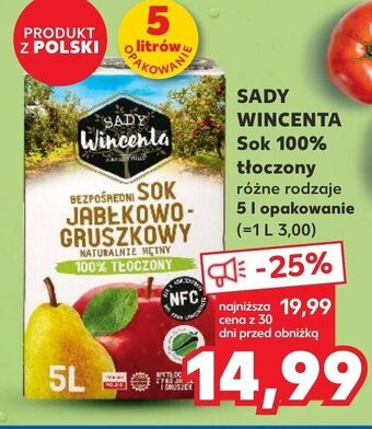 Kaufland SADY WINCENTA Sok 100% tłoczony 5 l oferta