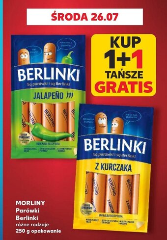 Kaufland MORLINY Parówki Berlinki 250 g KUP 1+1 TAŃSZE GRATIS oferta