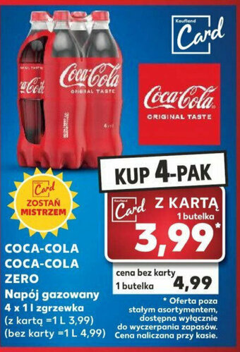 Kaufland COCA-COLA COCA-COLA ZERO Napój gazowany 4 x 1 l oferta